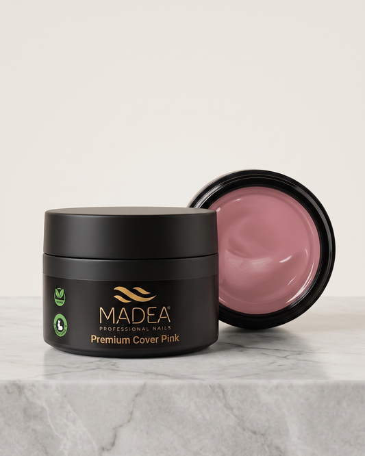 Gel costruttore Premium Cover Pink Madea da 50 ml, tonalità nude rosato, autolivellante a densità medio/alta
