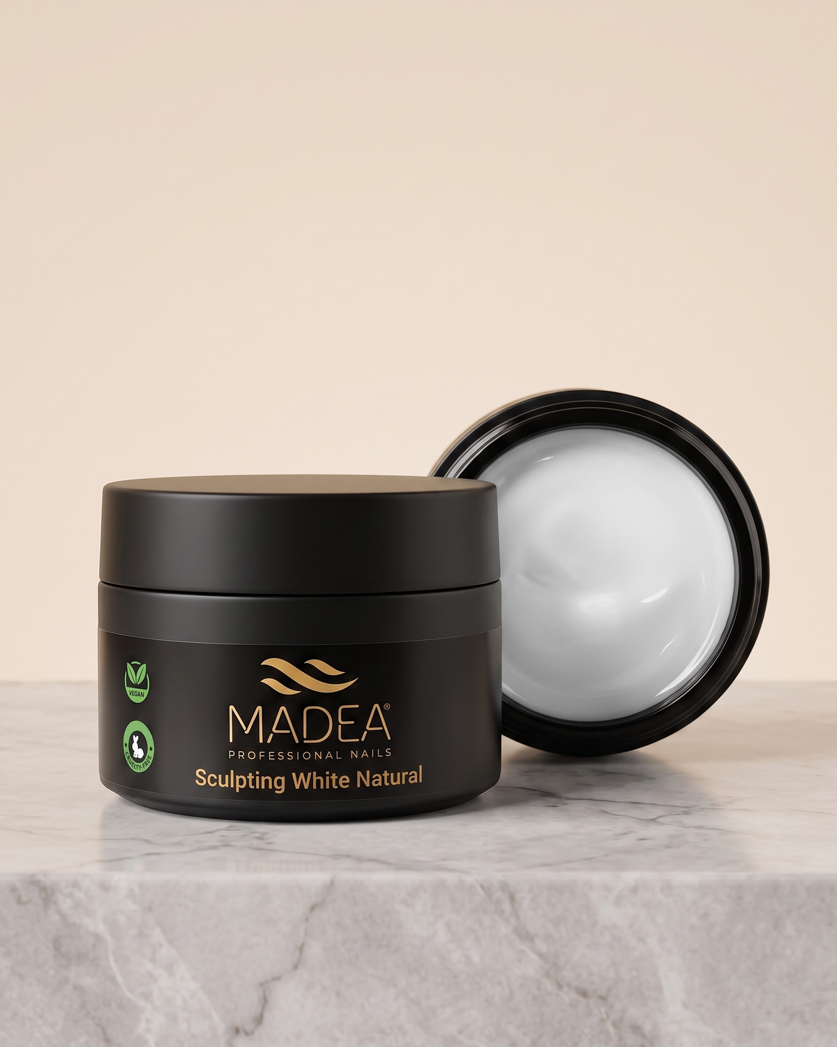 Gel costruttore Sculpting White Natural Madea da 50 ml, tonalità bianco lattiginoso, autolivellante ad alta densità