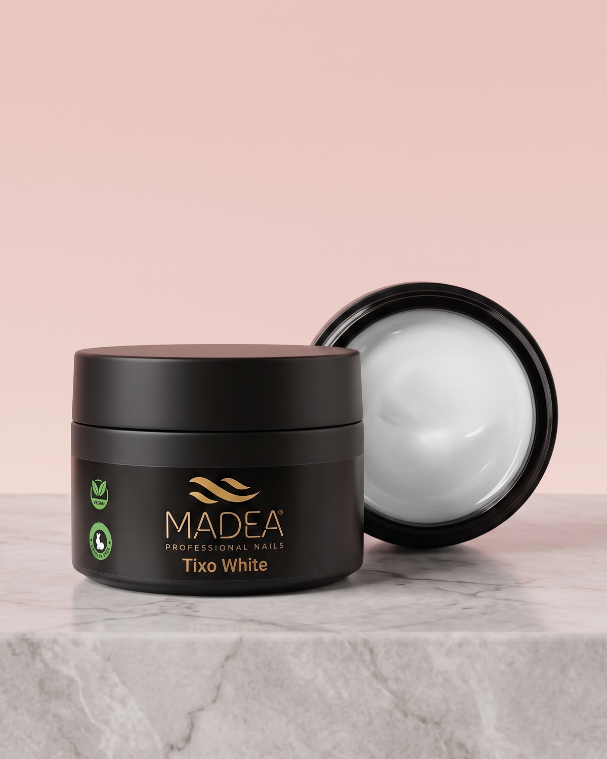 Gel costruttore Tixo White Madea da 50 ml, tonalità bianco lattiginoso, autolivellante con tecnologia tissotropica