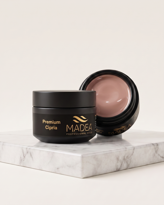 Gel costruttore Premium Cipria Madea da 15 ml, tonalità rosa cipriato, autolivellante a densità medio/alta