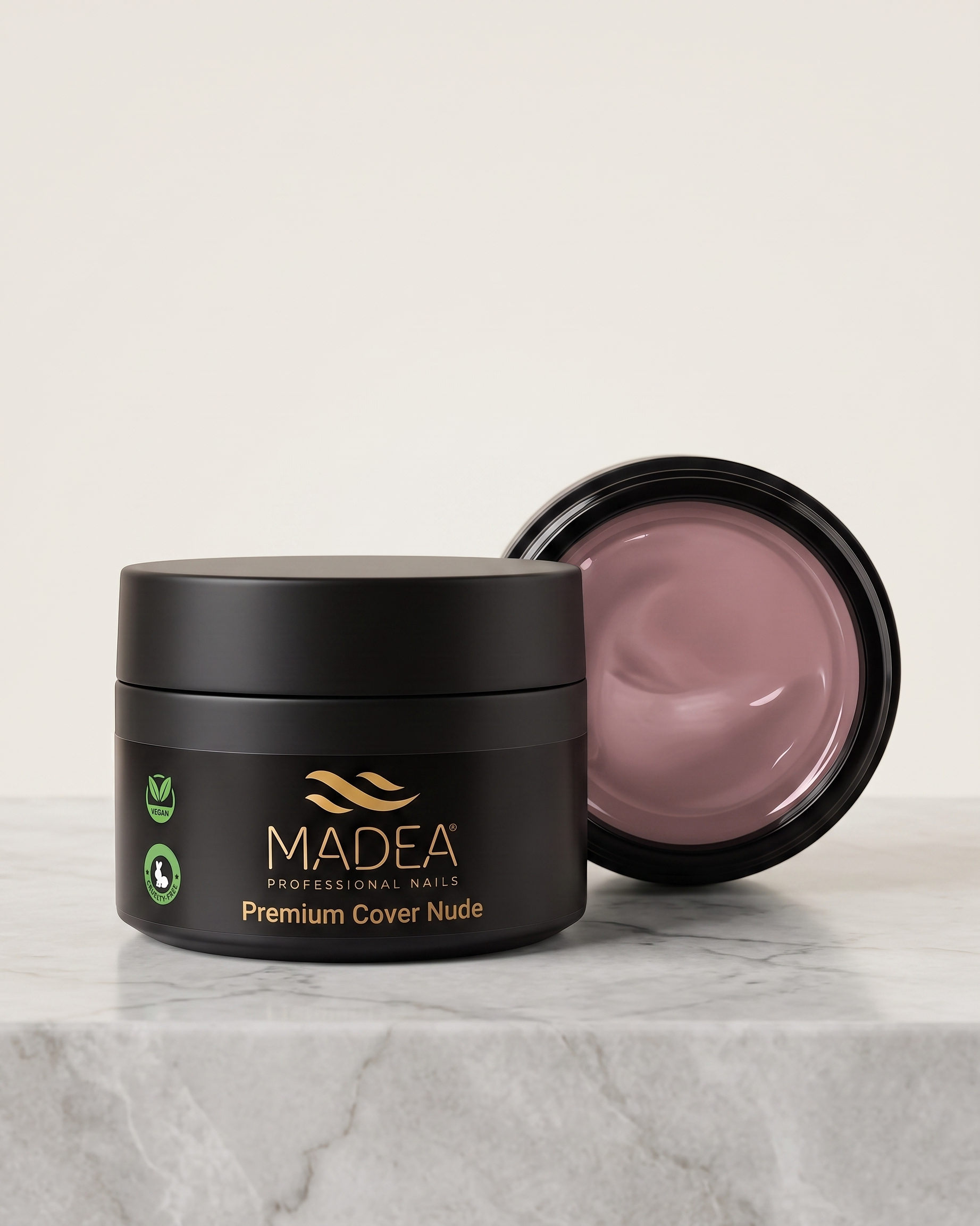 Gel costruttore Premium Cover Nude Madea da 50 ml, tonalità nude freddo, autolivellante a densità medio/alta