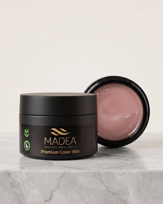 Gel costruttore Premium Cover Skin Madea da 50 ml, tonalità color pelle, autolivellante a densità medio/alta