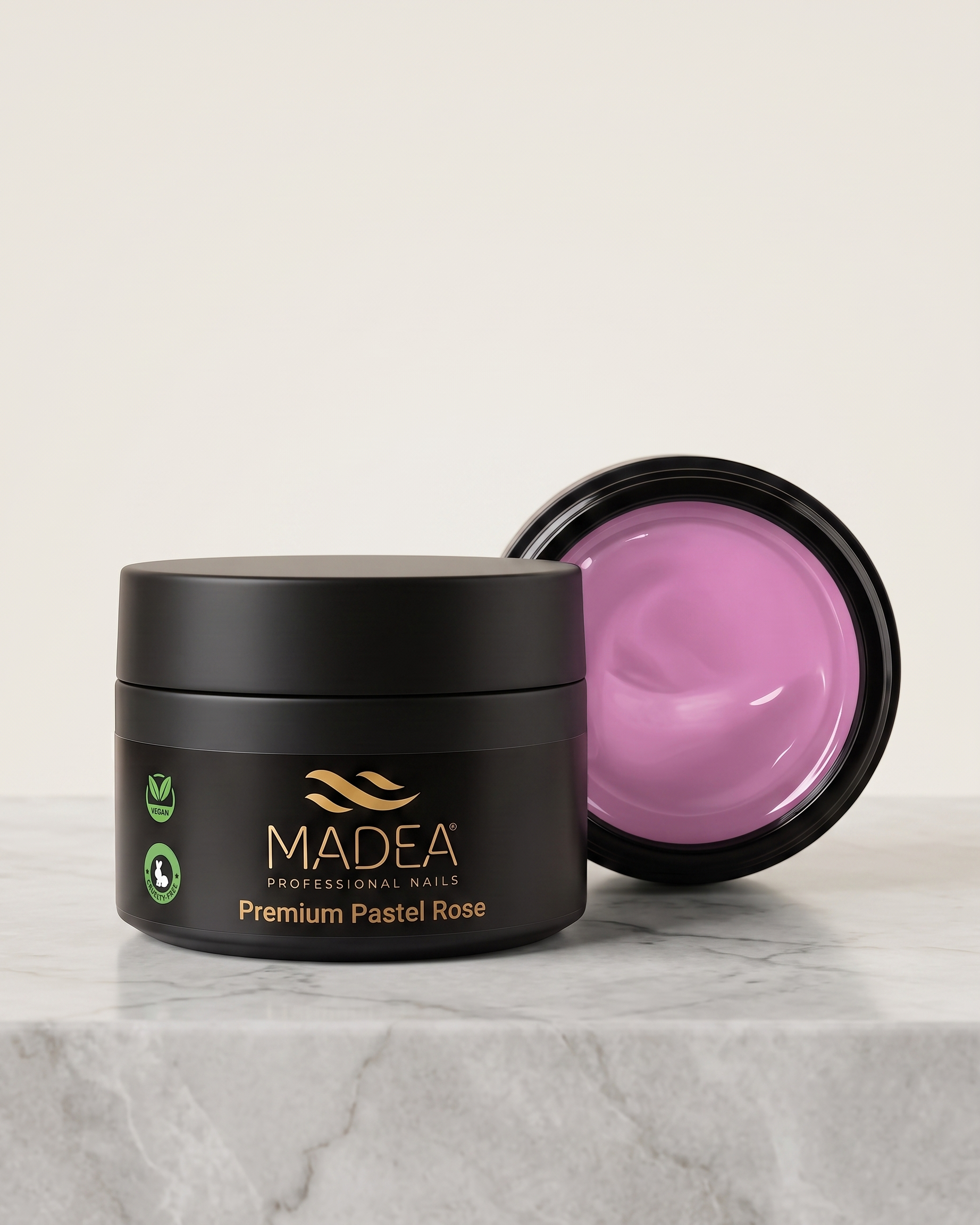 Gel costruttore Premium Pastel Rose Madea da 50 ml, tonalità rosa pastello, autolivellante a densità medio/alta