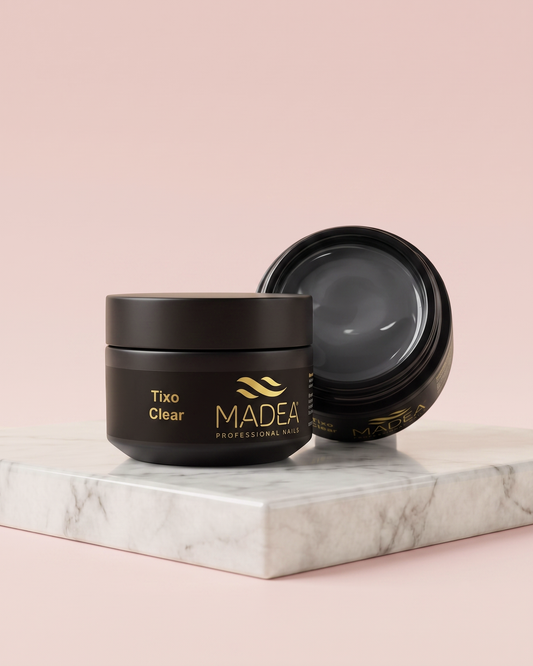 Gel costruttore Tixo Clear Madea da 15 ml, tonalità trasparente, autolivellante con tecnologia tissotropica