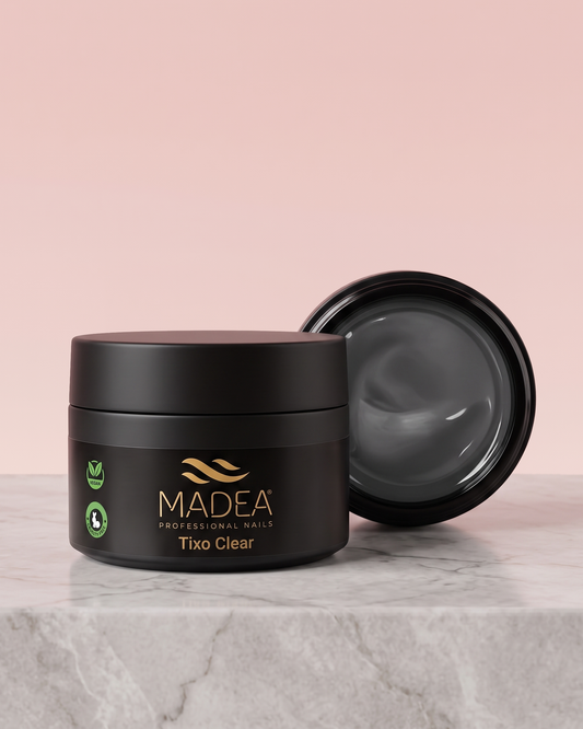 Gel costruttore Tixo Clear Madea da 50 ml, tonalità trasparente, autolivellante con tecnologia tissotropica